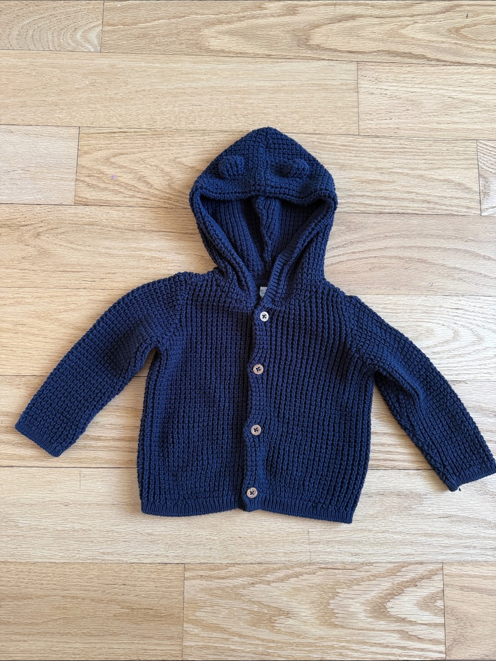 Carter's Navy Hooded Knit Cardigan Sweater